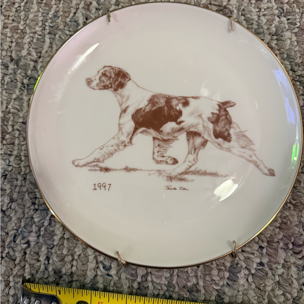 Vintage 1997 Laurelwood Collectors Edition Numbered Brittany Spaniel Plate Rare